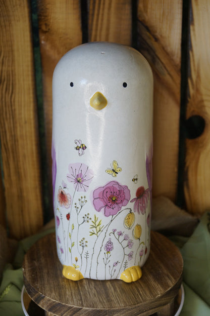 Keramikvögel mit Blumendekor