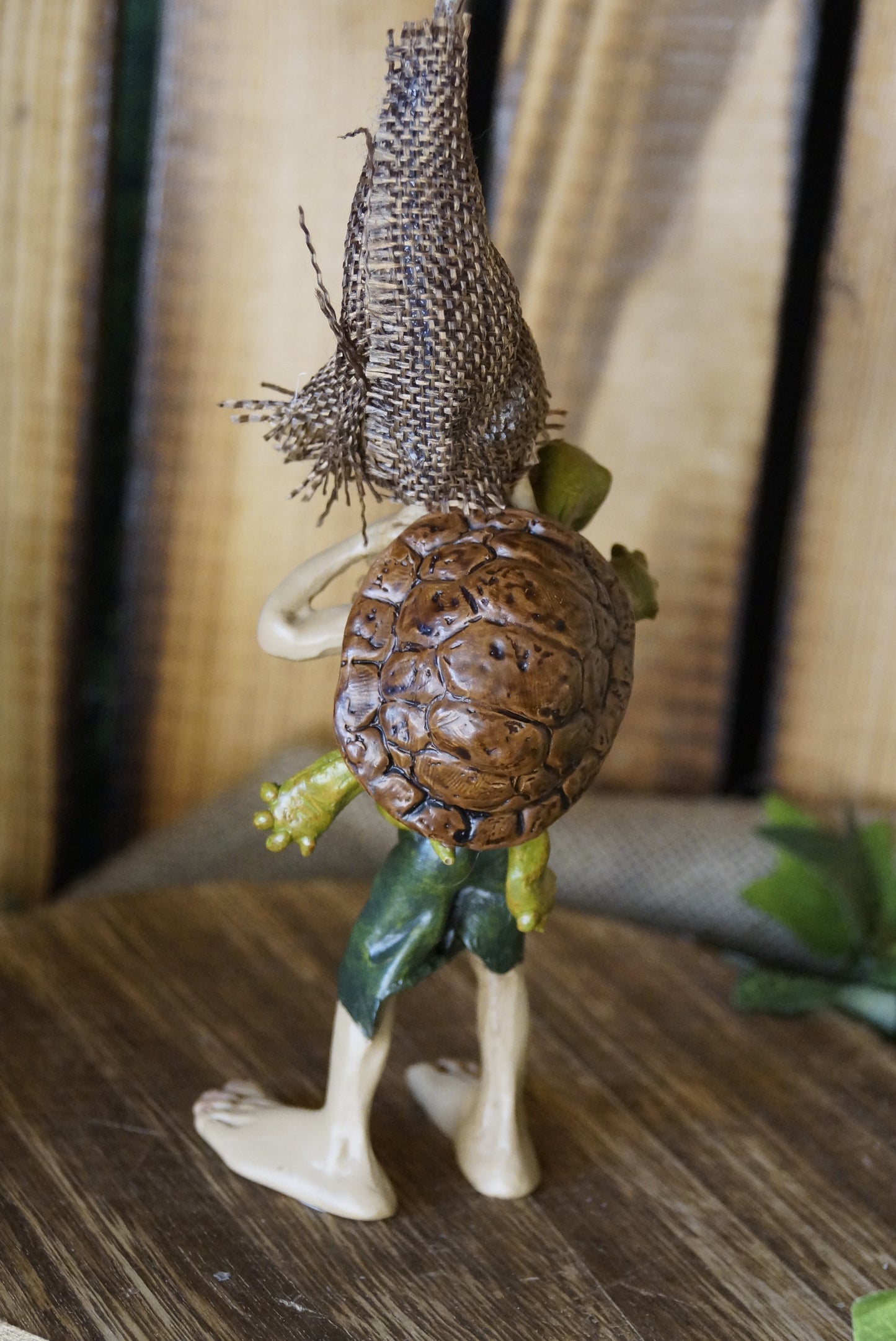 Pixie trägt Schildkröte "Achtung! Festhalten!"