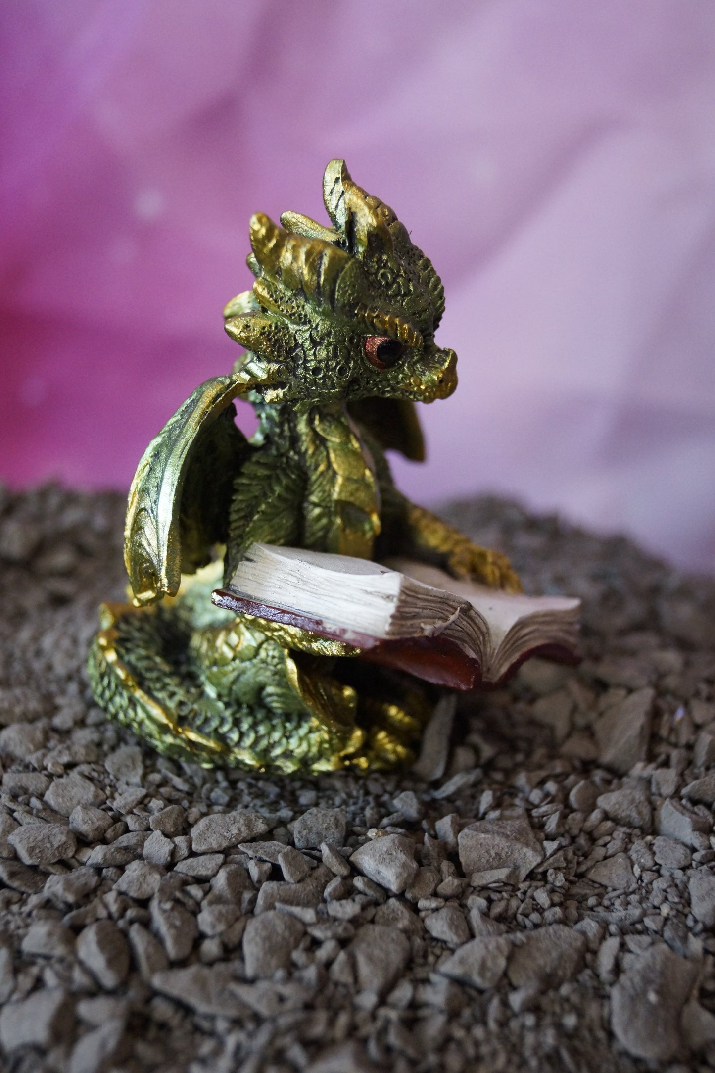 Babydrache liest ein Buch
