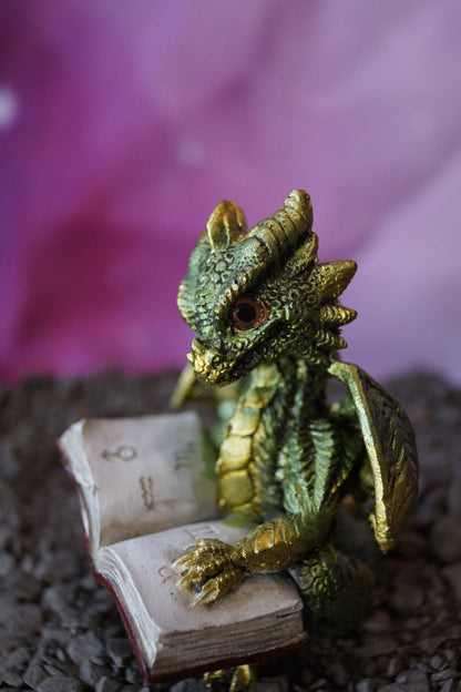 Babydrache liest ein Buch