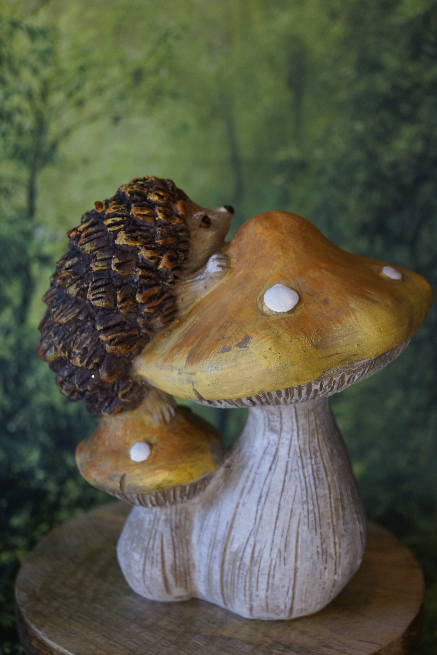 Igel auf Pilzen